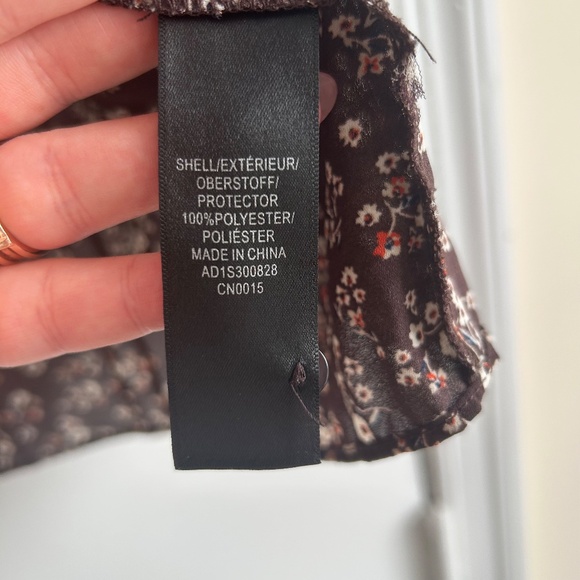 Adrianna Papell Brown Floral Long Sleeve Flowy Blouse Size L Boho Fall Autumn - Picture 6 of 7